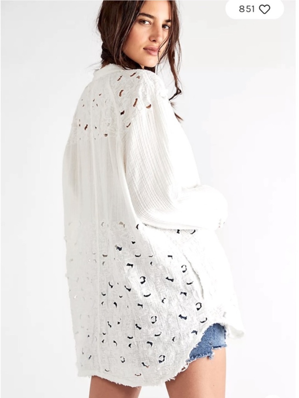 We the Free Summer Daydream Cutwork Top Size S White Gauze Cotton Boho Cottage - Picture 13 of 13